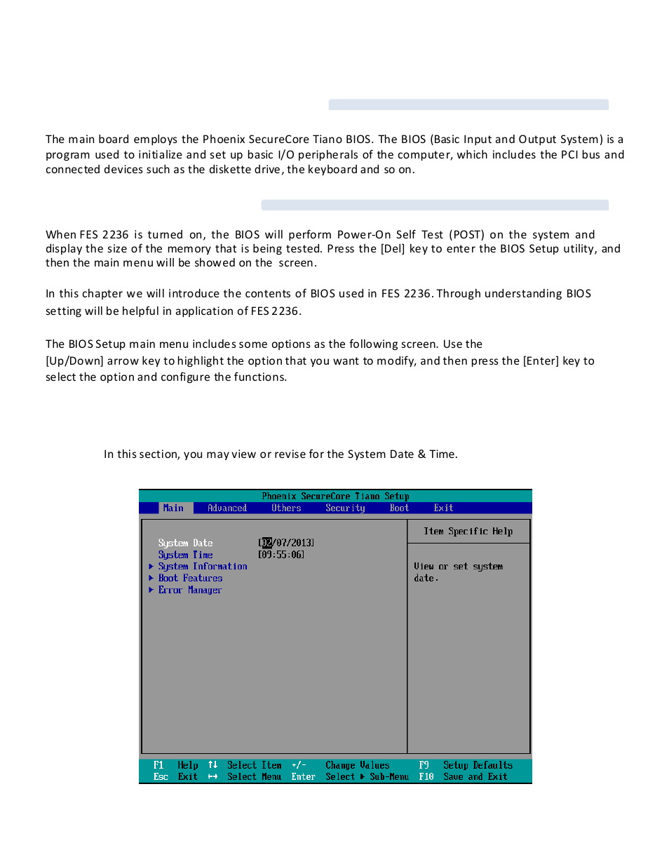 Chapter 3: bios setup menu, 1. bios configuration overview, 2. entering bios setup | Acnodes FES 2236 User Manual | Page 30 / 49