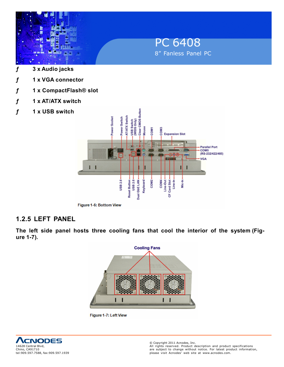 Pc 6408, 5 left panel | Acnodes PC 6408 User Manual | Page 14 / 98