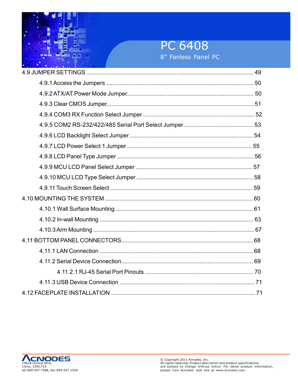 Pc 6408 | Acnodes PC 6408 User Manual | Page 5 / 98