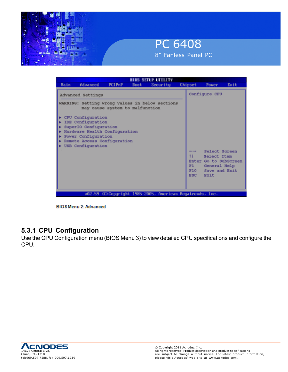 Pc 6408, 1 cpu configuration | Acnodes PC 6408 User Manual | Page 55 / 98