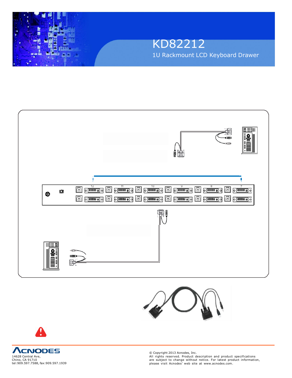 Part 4> kvm integration, 1 > kvm port connection, 1u rackmount lcd keyboard drawer | Acnodes KD 82212 User Manual | Page 16 / 20