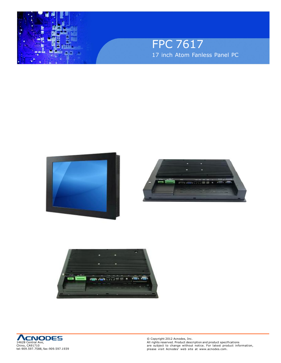 Fpc 7617, 3 brief description of fpc 76xx | Acnodes FPC 7617 User Manual | Page 11 / 88