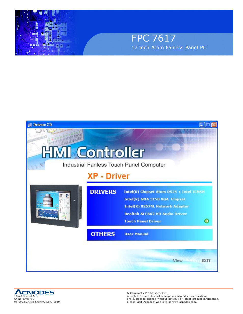 Fpc 7617, Chapter 4 installation of drivers | Acnodes FPC 7617 User Manual | Page 59 / 88