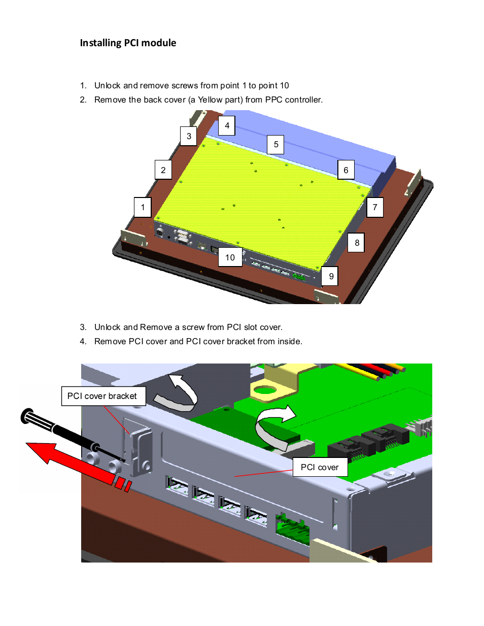 Installing pci module | Acnodes FPC 1012 User Manual | Page 10 / 13