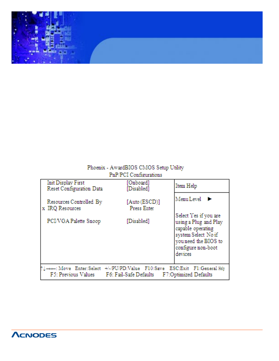 Fes7510, 8. pnp/pci configuration | Acnodes FES 7510 User Manual | Page 72 / 107