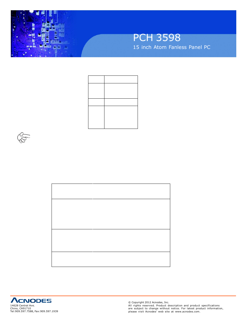 Pch 3598 | Acnodes PCH 3598 User Manual | Page 18 / 82