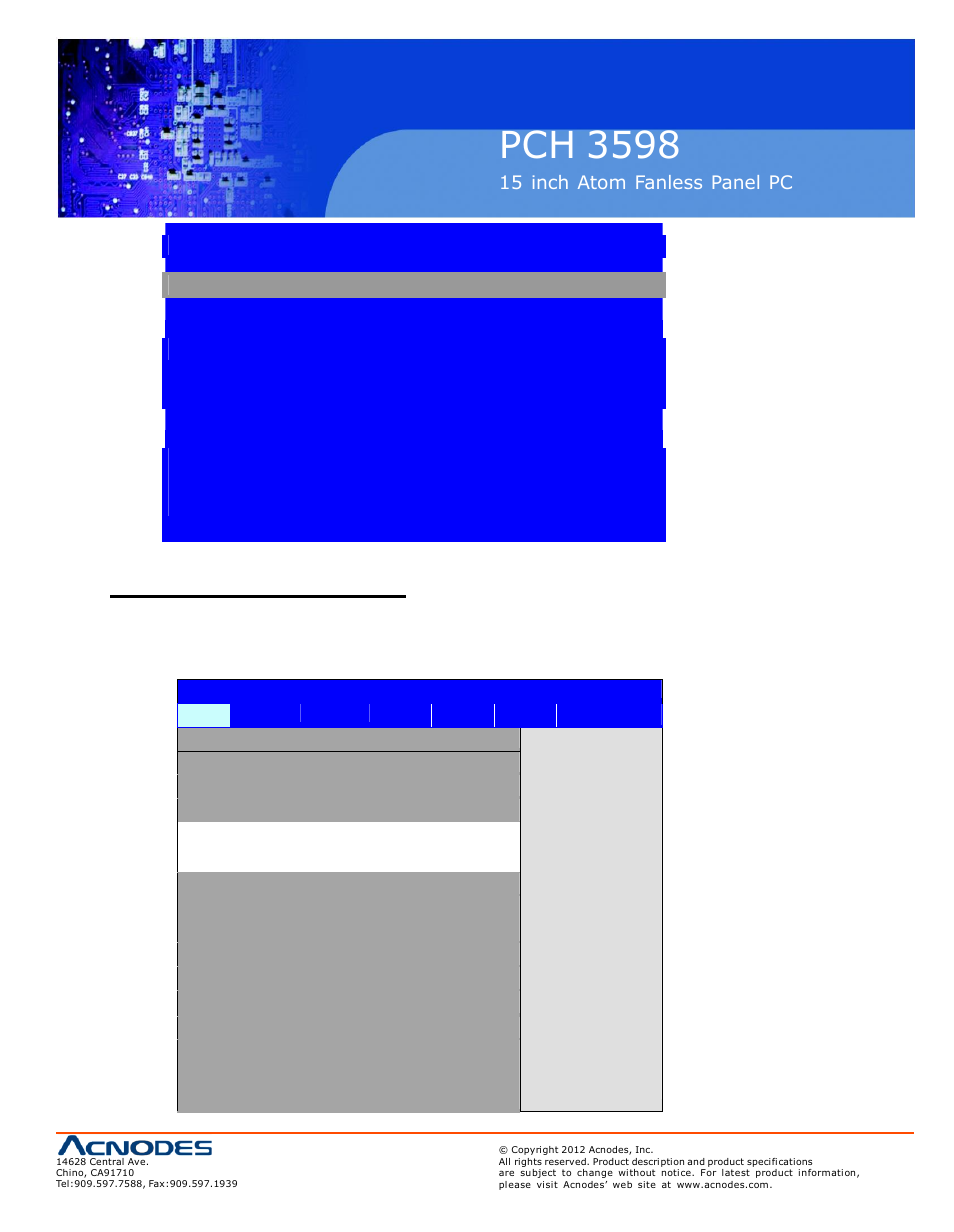 Pch 3598, 2 bios setup utility | Acnodes PCH 3598 User Manual | Page 27 / 82