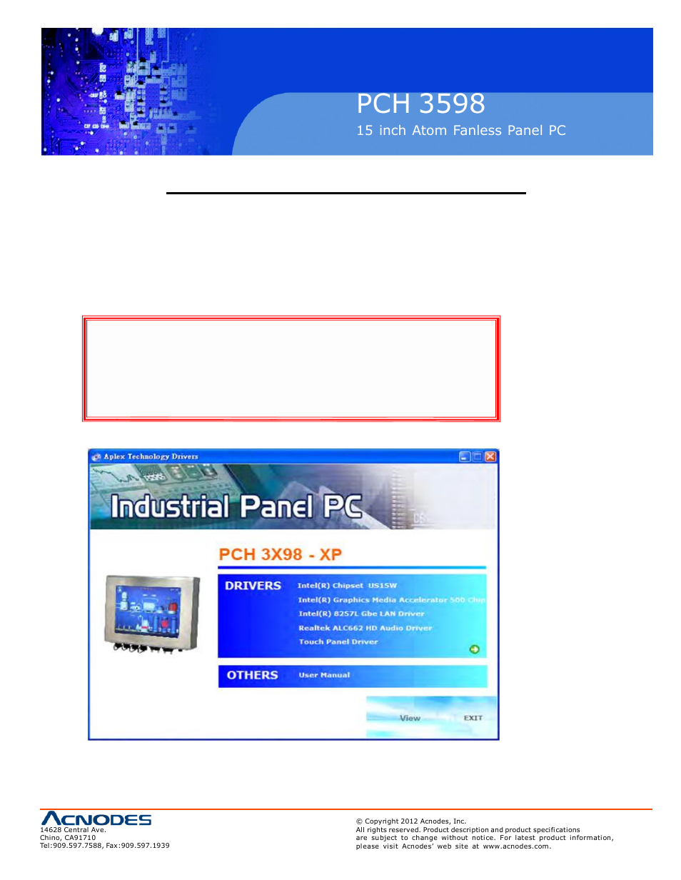 Pch 3598, Chapter 4 installation of drivers | Acnodes PCH 3598 User Manual | Page 53 / 82