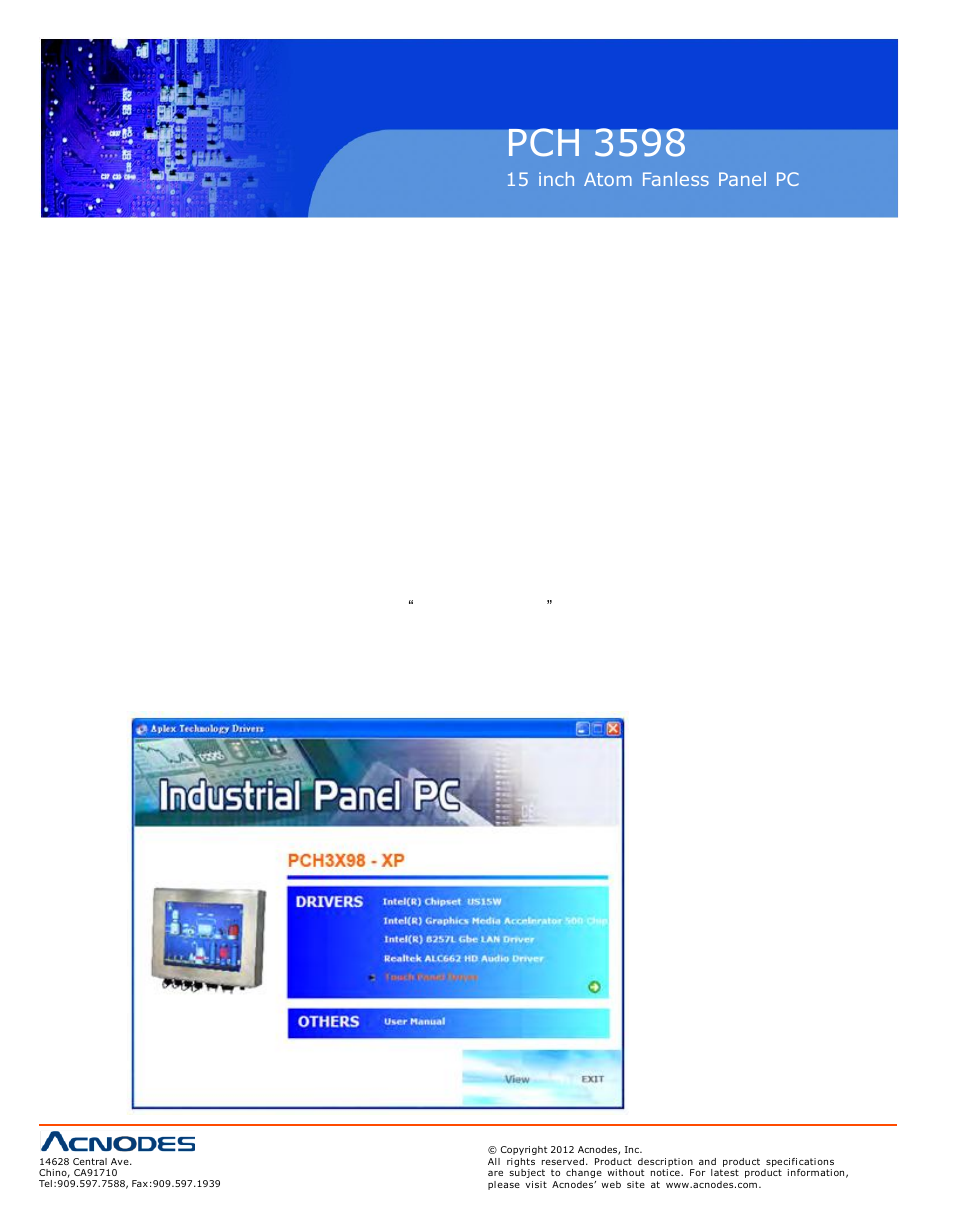 Pch 3598, Fo r penmo unt 6000 series, 1 in stalling s oftware | Acnodes PCH 3598 User Manual | Page 66 / 82