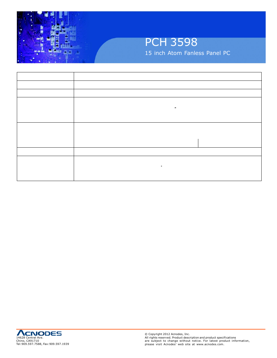 Pch 3598 | Acnodes PCH 3598 User Manual | Page 7 / 82