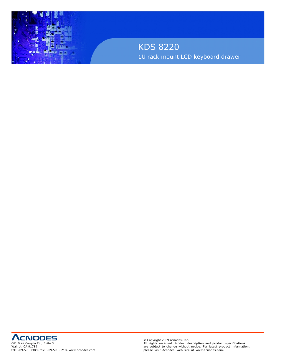 Index, Kds 8220 | Acnodes KDS 8220 User Manual | Page 2 / 18