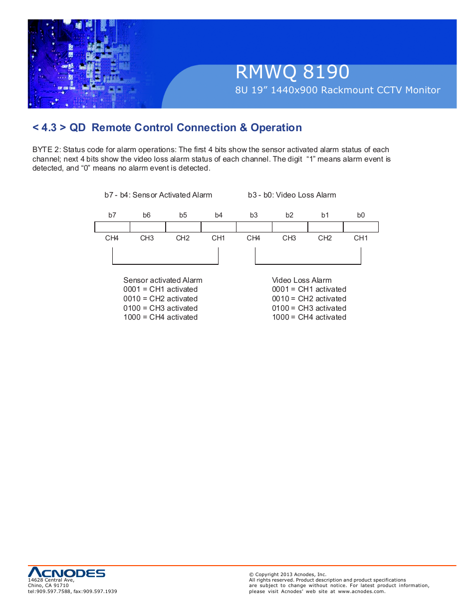 Rmwq 8190, 3 > qd remote control connection & operation | Acnodes RMWQ 8190 User Manual | Page 19 / 24