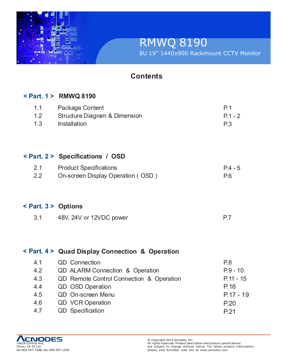 Acnodes RMWQ 8190 User Manual | Page 3 / 24
