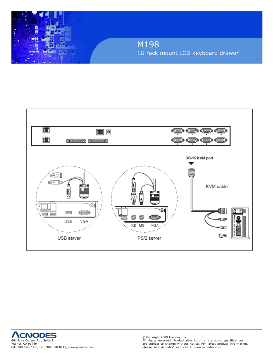 M198, 1u rack mount lcd keyboard drawer, 3 connection kvm modules cont. 16 | Acnodes M 198 User Manual | Page 18 / 28