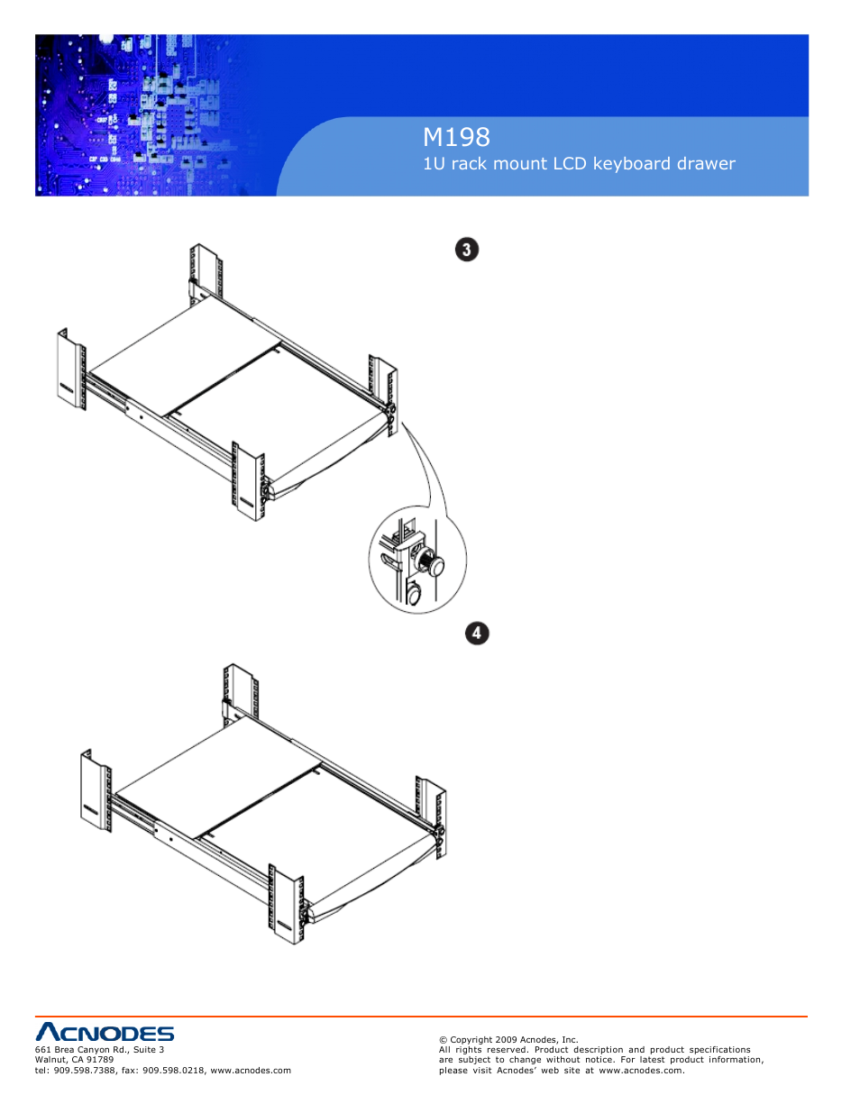 M198, 1u rack mount lcd keyboard drawer, 6 how to install “one man” installation slides 6 | Acnodes M 198 User Manual | Page 8 / 28