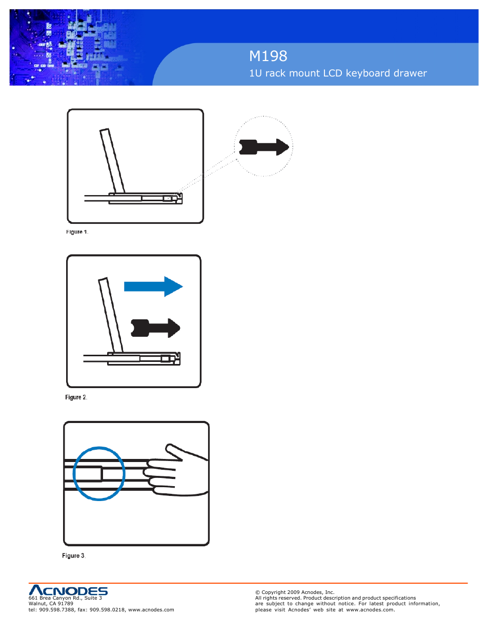 M198, 1u rack mount lcd keyboard drawer, 7 how to use the slides 7 | Acnodes M 198 User Manual | Page 9 / 28