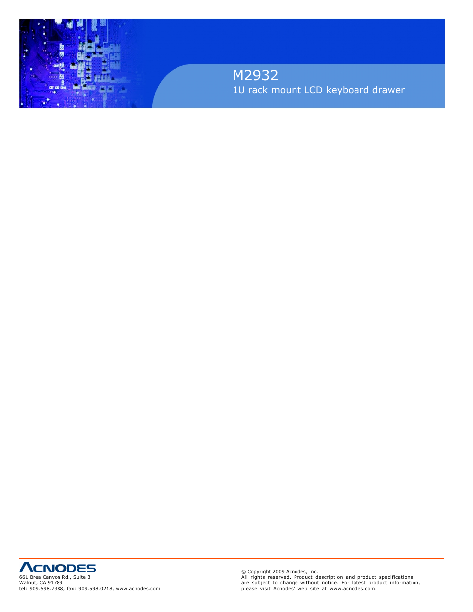 M2932, 1u rack mount lcd keyboard drawer, 8 password 20 | Acnodes M 2932 User Manual | Page 22 / 27