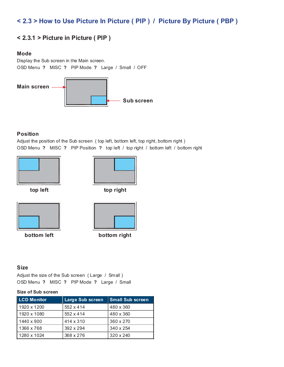 1 > picture in picture ( pip ) | Acnodes RP 2117 User Manual | Page 12 / 18