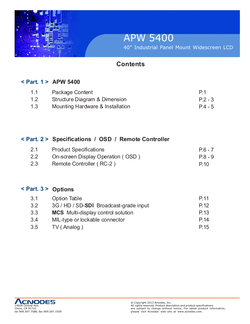 Acnodes APW 5400 User Manual | Page 3 / 19