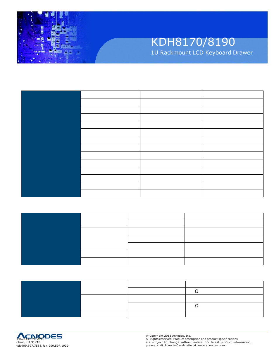 Part 2 > < 2.1 > product specifications | Acnodes KDH 8170 User Manual | Page 11 / 17