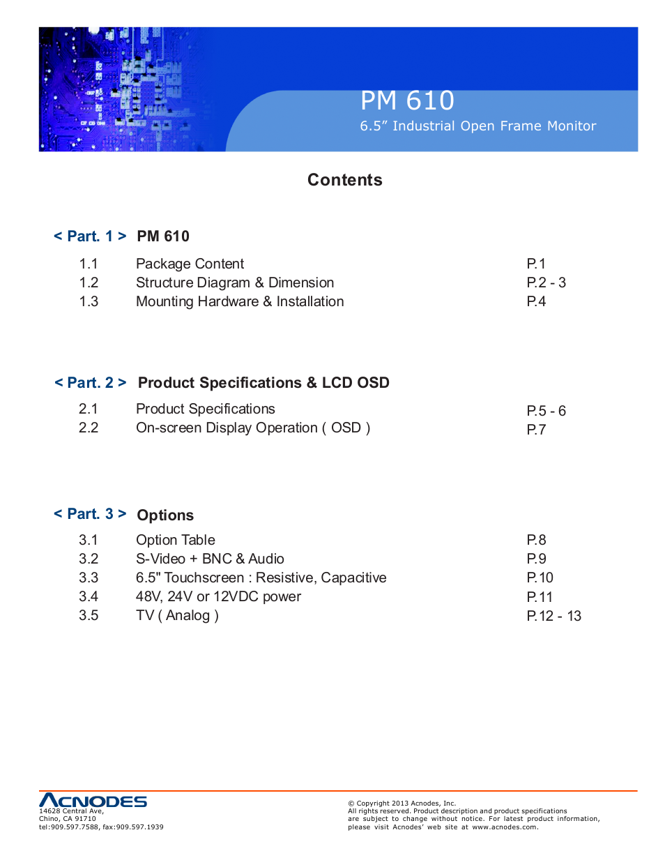 Acnodes PM 610 User Manual | Page 3 / 18