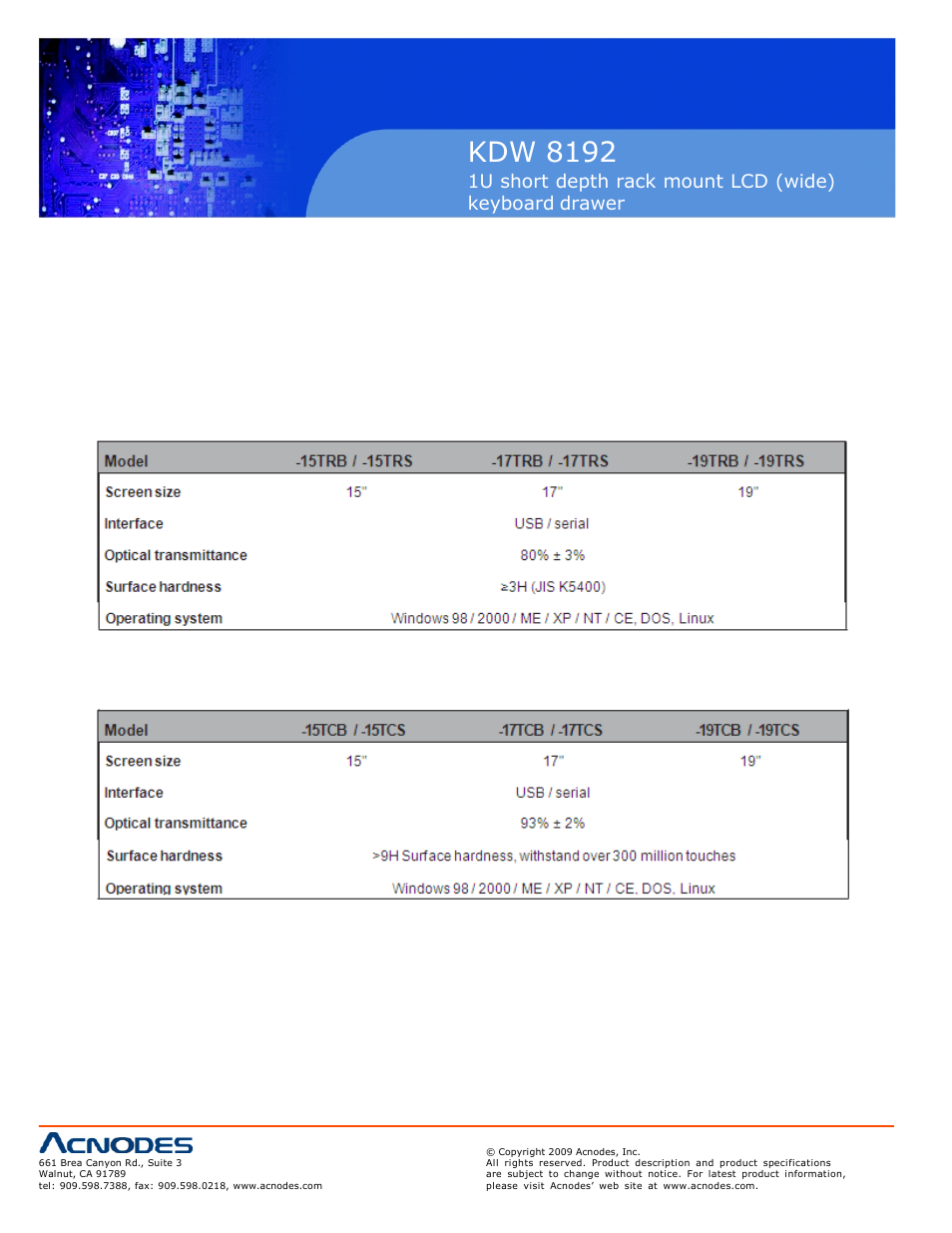 Kdw 8192 | Acnodes KDW 8192 User Manual | Page 18 / 18