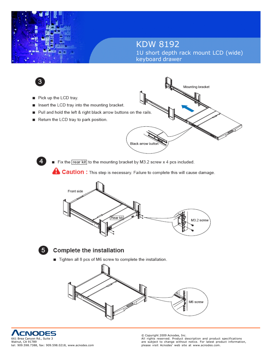 Kdw 8192, 6 how to install “one man” installation slides 6 | Acnodes KDW 8192 User Manual | Page 8 / 18