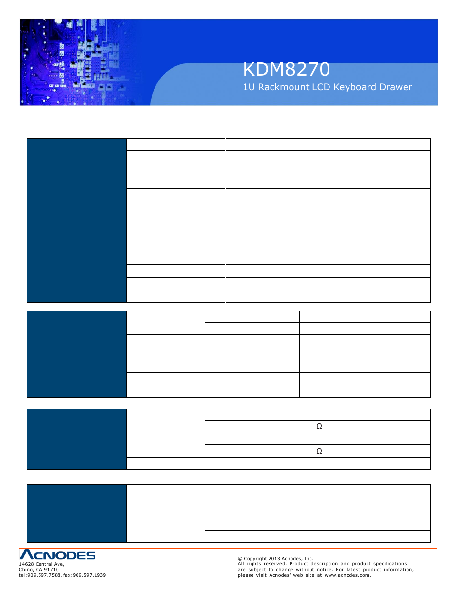 Kdm8270, Part 2 > < 2.1 > product specifications | Acnodes KDM 8270 User Manual | Page 12 / 21