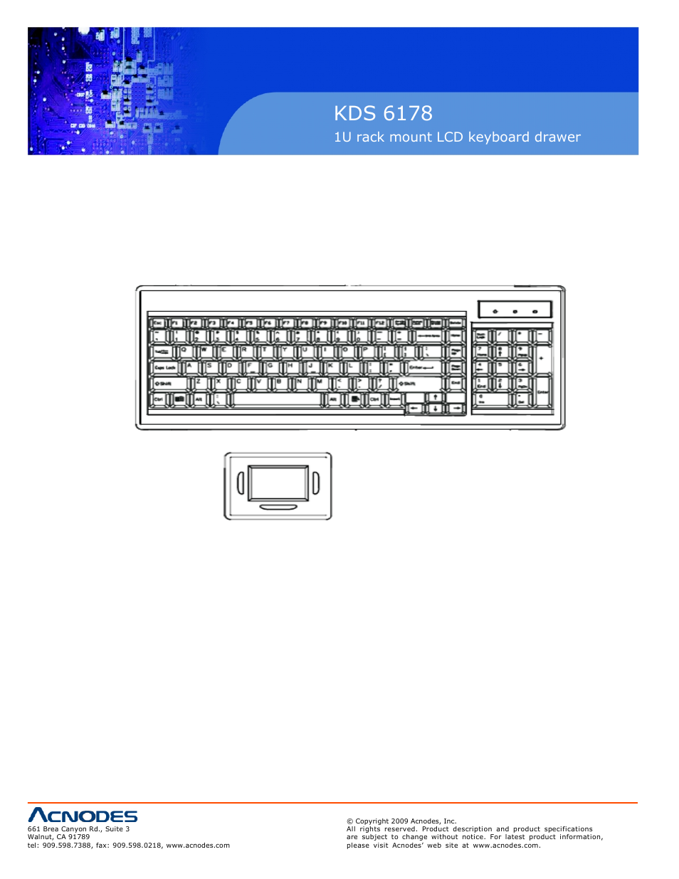 Kds 6178, 1u rack mount lcd keyboard drawer | Acnodes KDS 6178 User Manual | Page 10 / 25