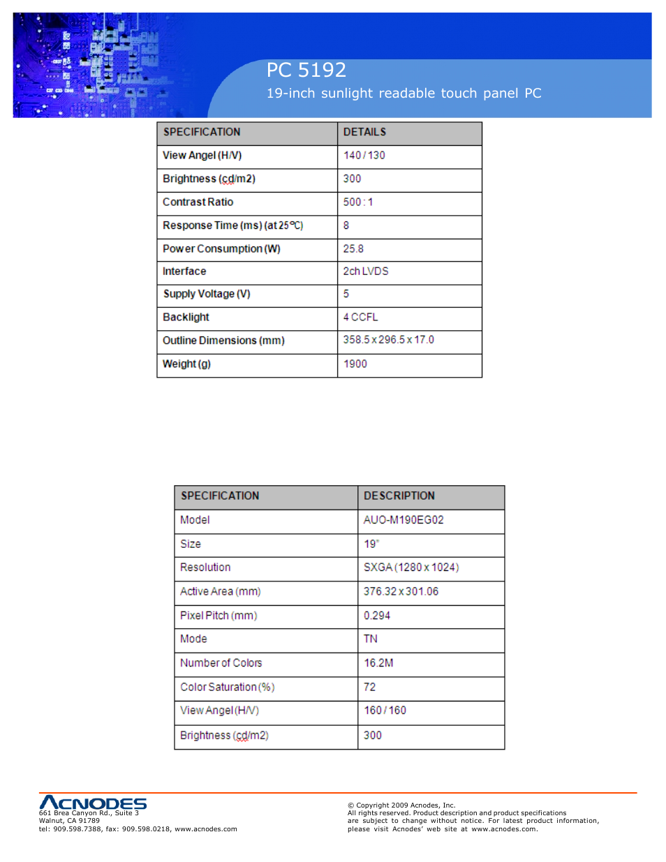 Rmc 7152, Pc 5192 | Acnodes PC 5192 User Manual | Page 15 / 104