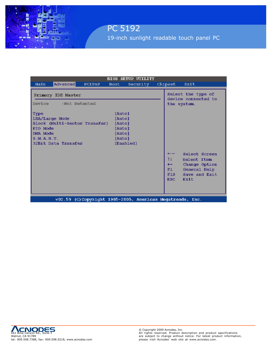 Pc 5150, Pc 5192, Inch touch panel pc | Inch sunlight readable touch panel pc | Acnodes PC 5192 User Manual | Page 54 / 104