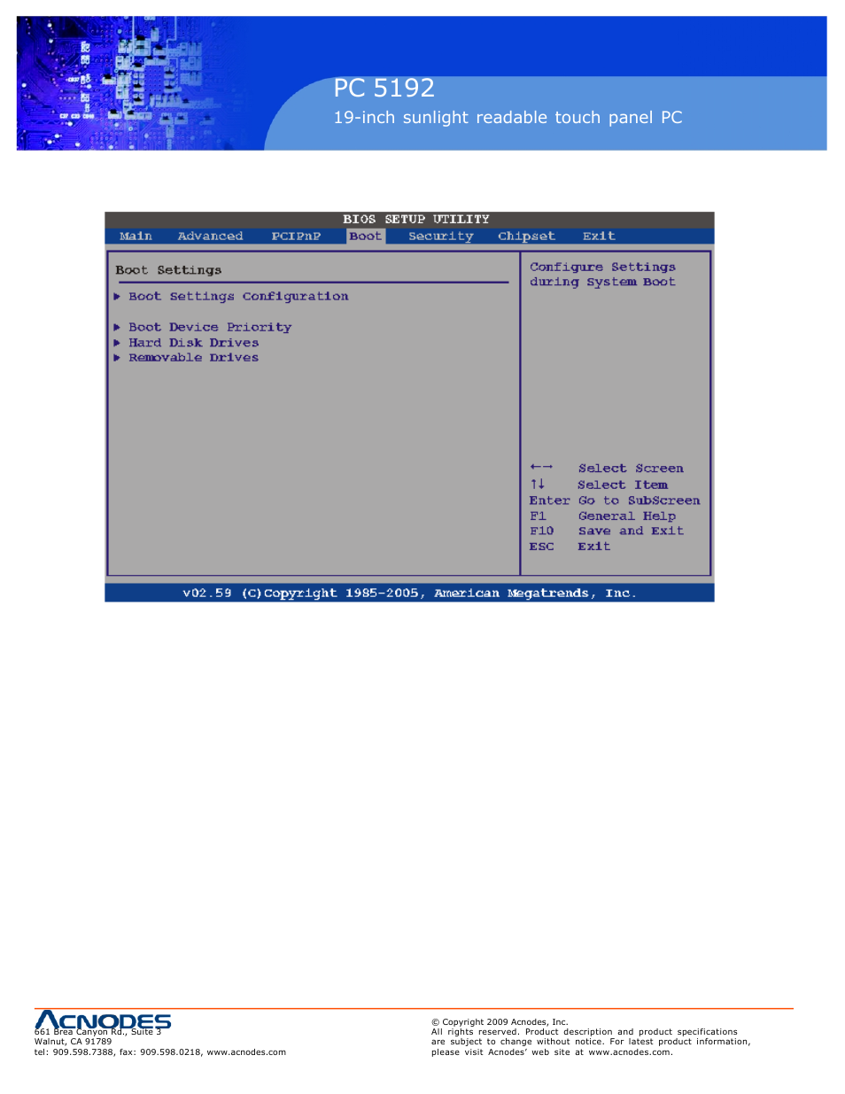Pc 5150, Pc 5192, Inch touch panel pc | Inch sunlight readable touch panel pc | Acnodes PC 5192 User Manual | Page 74 / 104