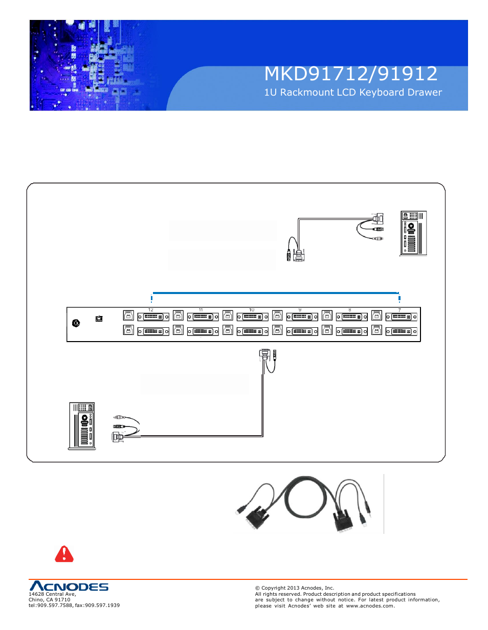 Part 4> kvm integration, 1 > kvm port connection, 1u rackmount lcd keyboard drawer | Acnodes MKD 91712 User Manual | Page 15 / 19