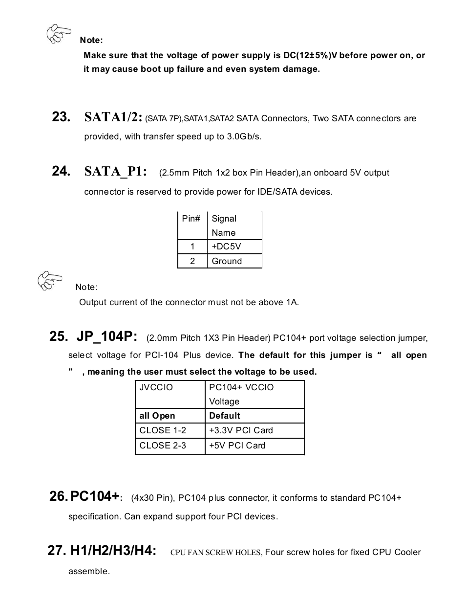 Sata1/2, Sata_p1, Jp_104p | Pc104, H1/h2/h3/h4 | Acnodes PCH 3591 User Manual | Page 22 / 77