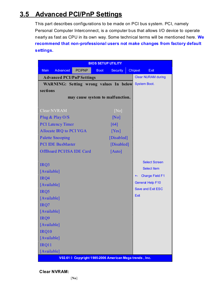 5 advanced pci/pnp settings | Acnodes PCH 3591 User Manual | Page 36 / 77