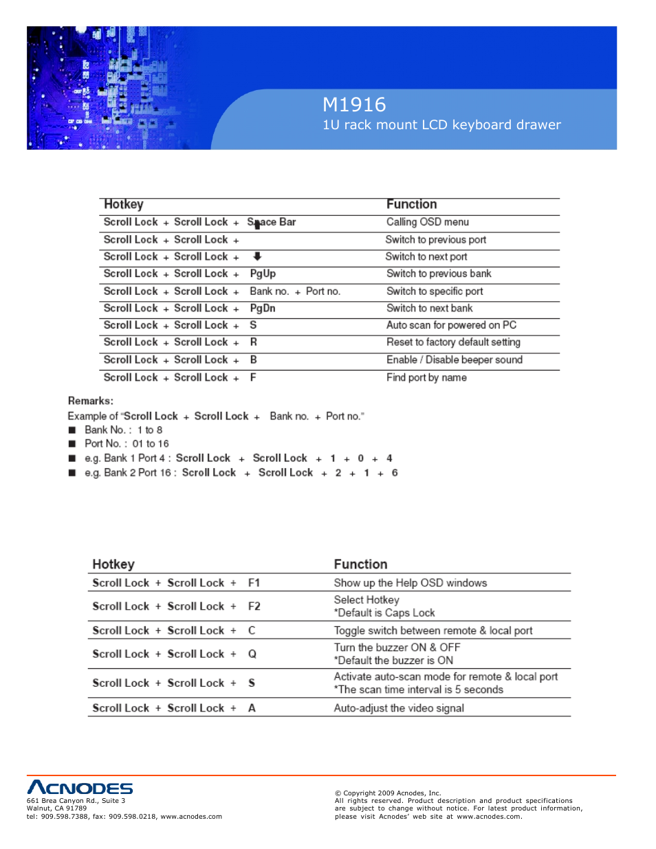 M1916, 1u rack mount lcd keyboard drawer | Acnodes M 1916 User Manual | Page 26 / 28