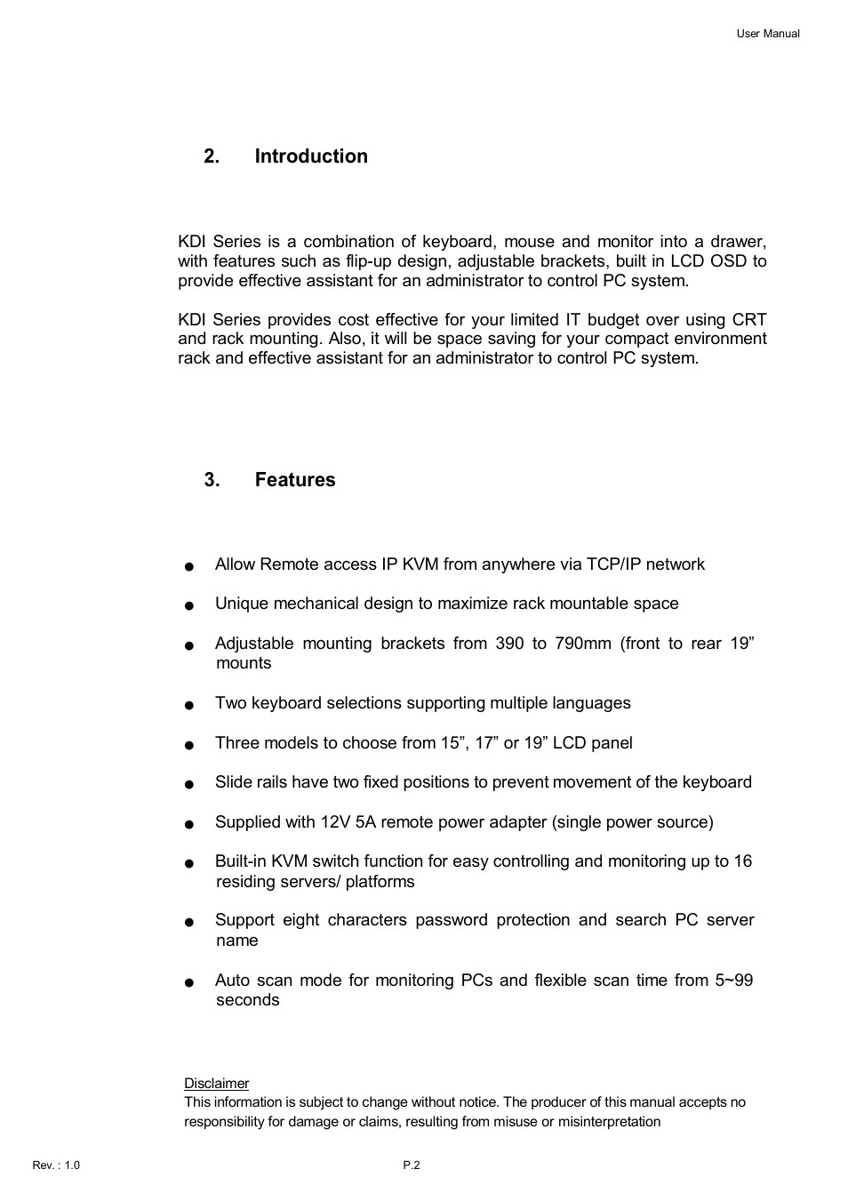 Introduction, Features | Acnodes KDI 8198 User Manual | Page 3 / 32