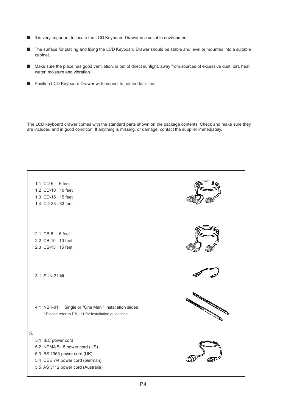 Chapter 1, 4 before installation, 5 unpacking | 6 optional accessories | Acnodes KD 8191 User Manual | Page 7 / 27