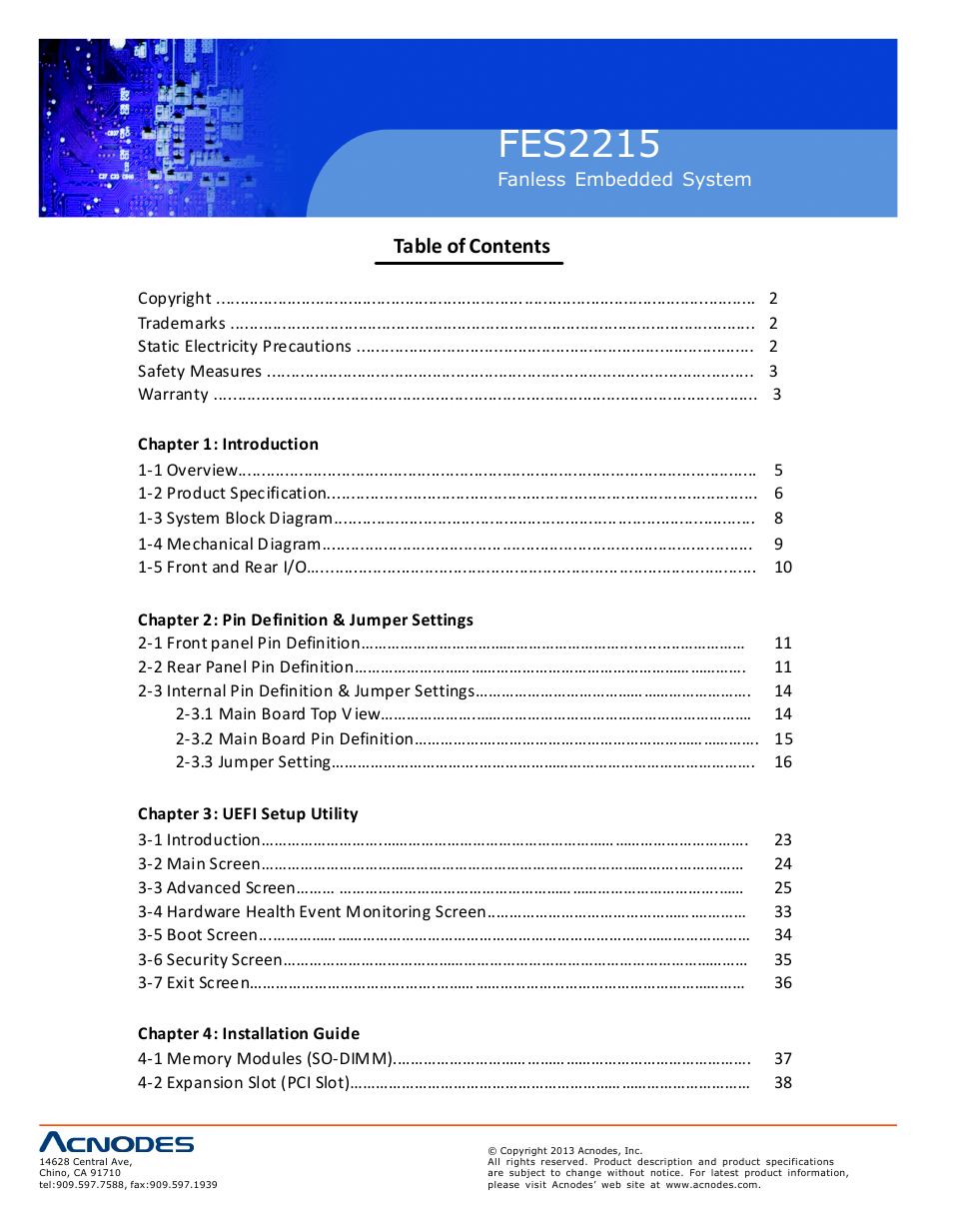 Acnodes FES 2215 User Manual | Page 4 / 37