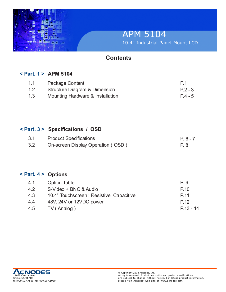 Acnodes APM 5104 User Manual | Page 3 / 19