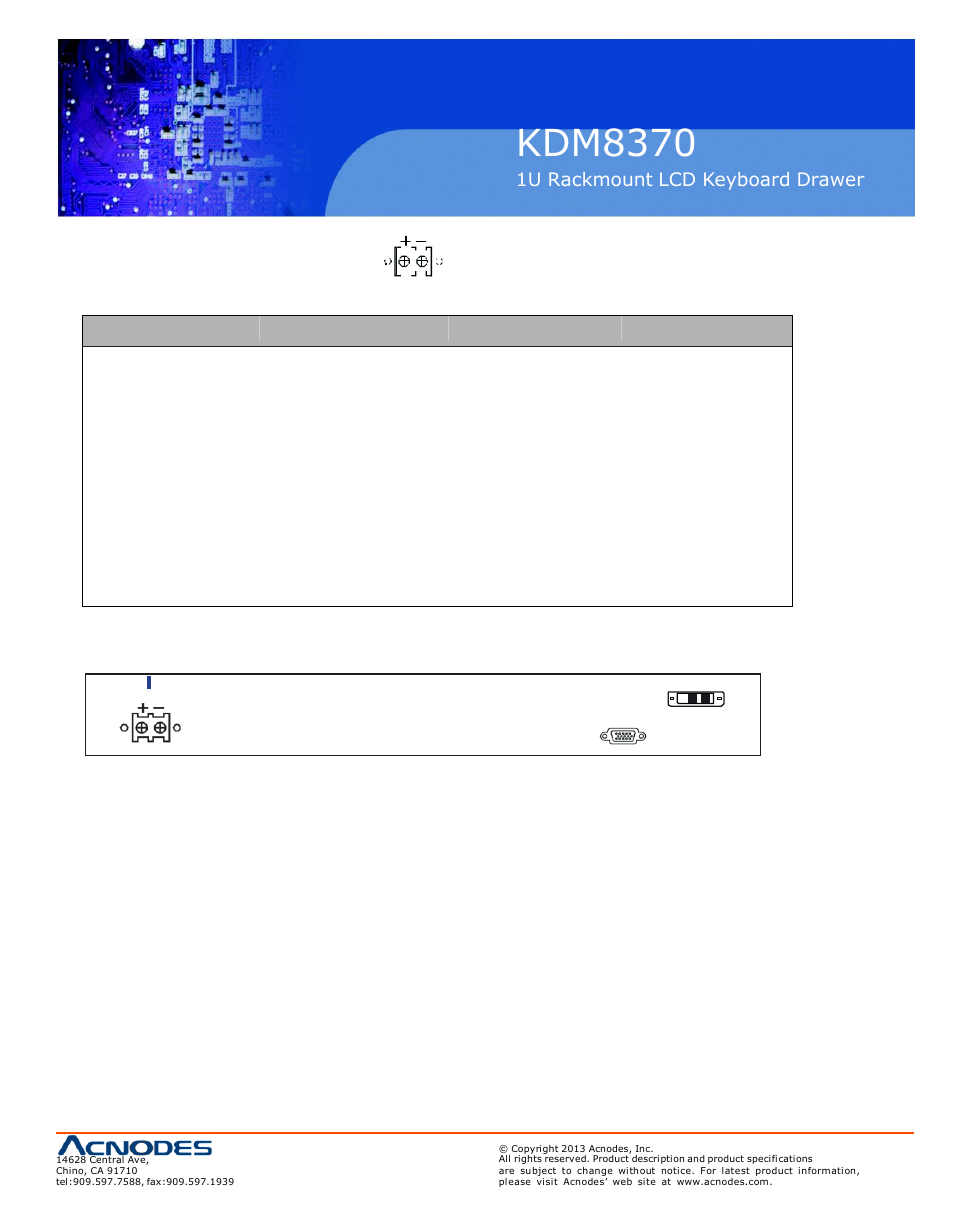 Kdm83 70, 3 > options : dc power, Dc power | Acnodes KDM 8370 User Manual | Page 21 / 21