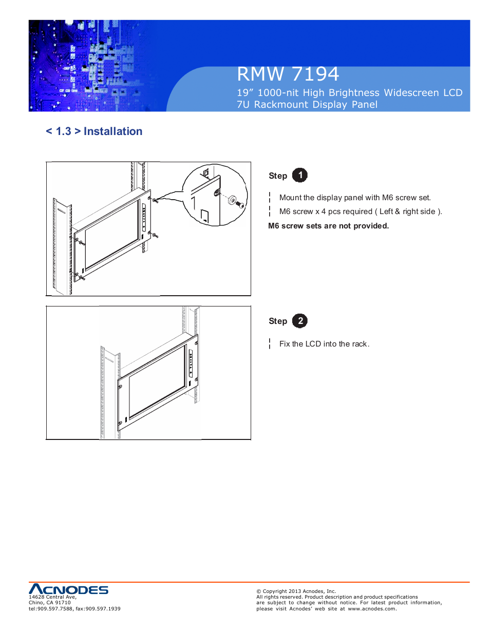 Rmw 7194, 3 > installation | Acnodes RMW 7194 User Manual | Page 7 / 18
