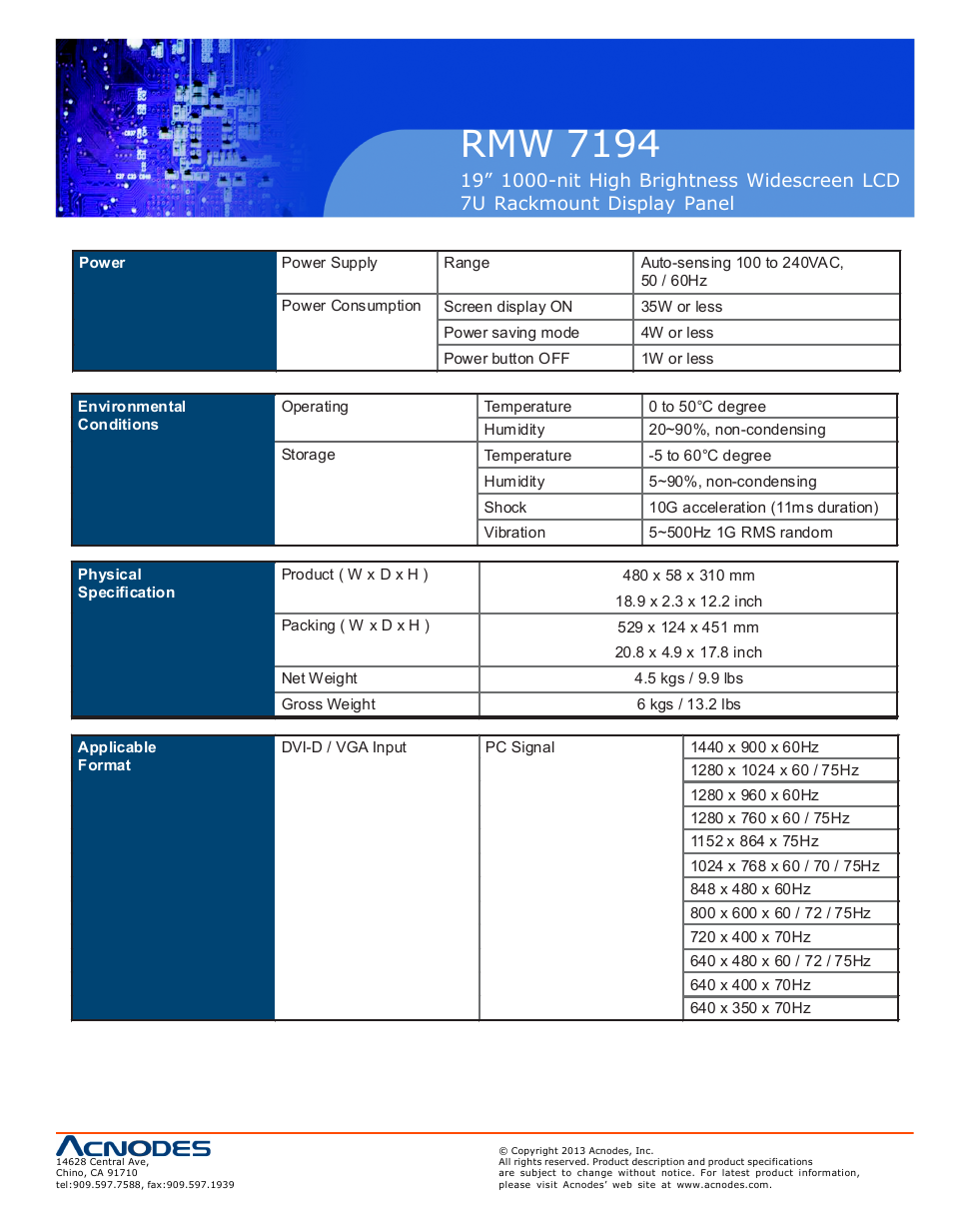 Rmw 7194 | Acnodes RMW 7194 User Manual | Page 9 / 18