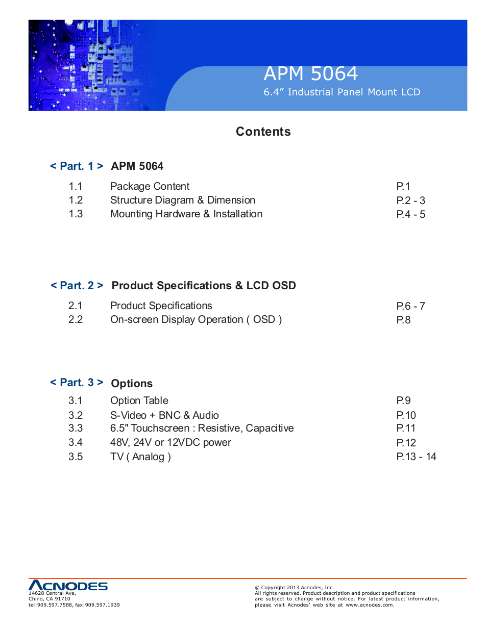 Acnodes APM 5064 User Manual | Page 3 / 19
