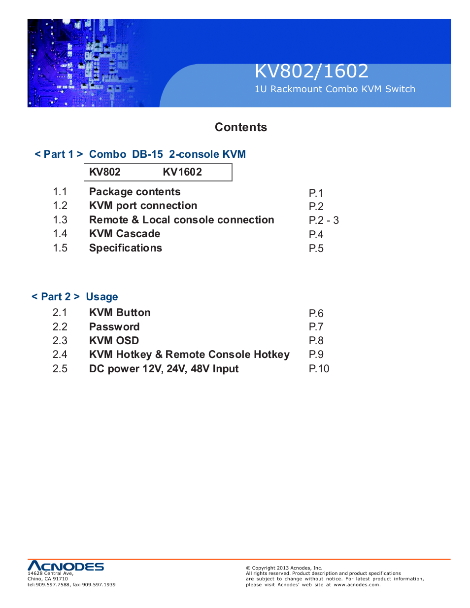 Acnodes KV 802 User Manual | Page 3 / 14