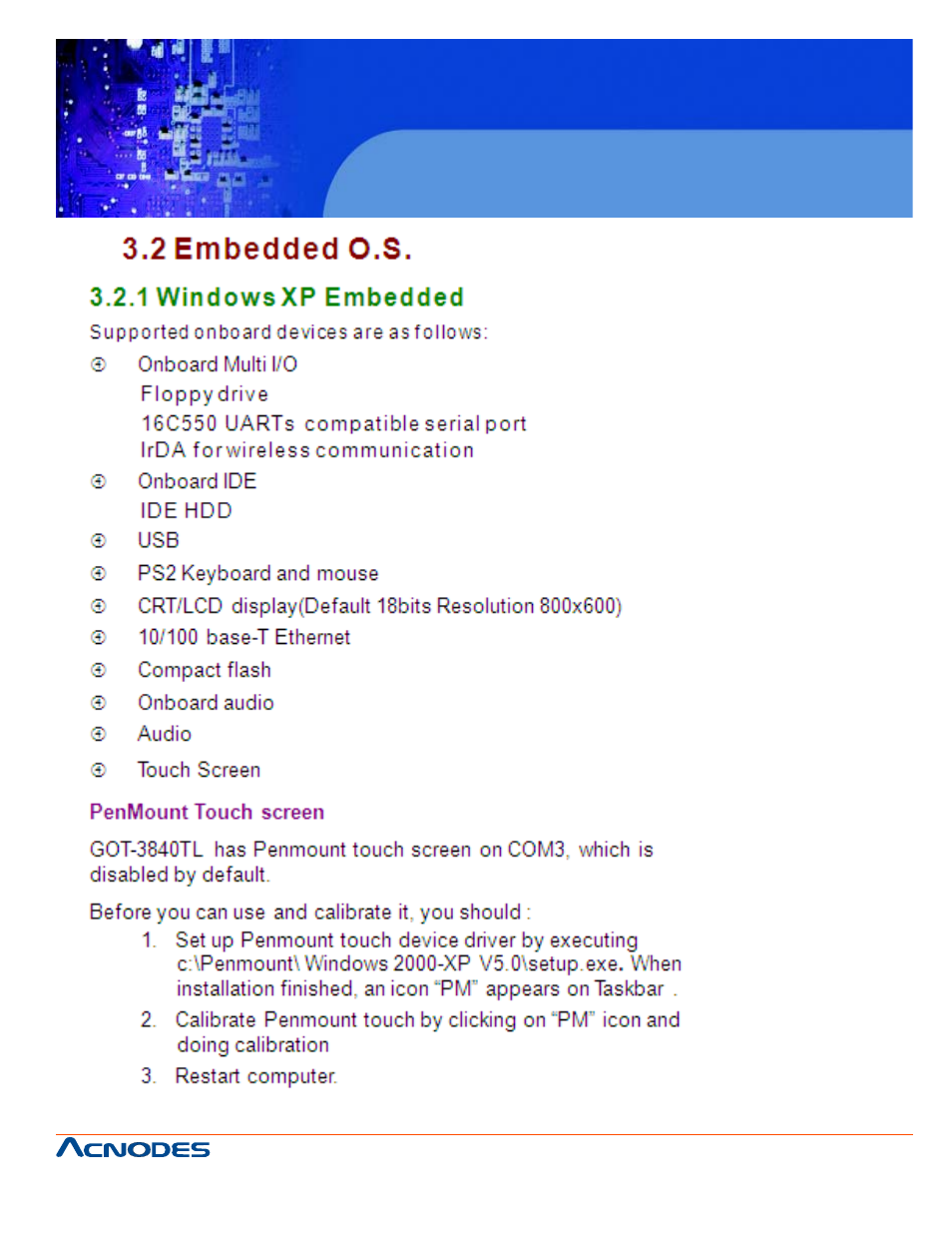 Fpc 8089, 4” tft fanless touch panel pc | Acnodes FPC 8089 User Manual | Page 31 / 32