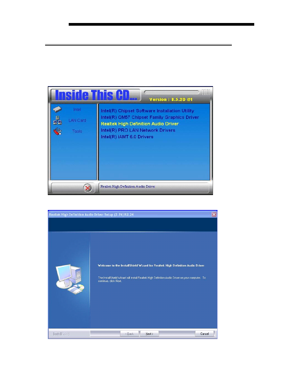 Realtek hd audio driver installation | Acnodes FES 2953 User Manual | Page 19 / 47