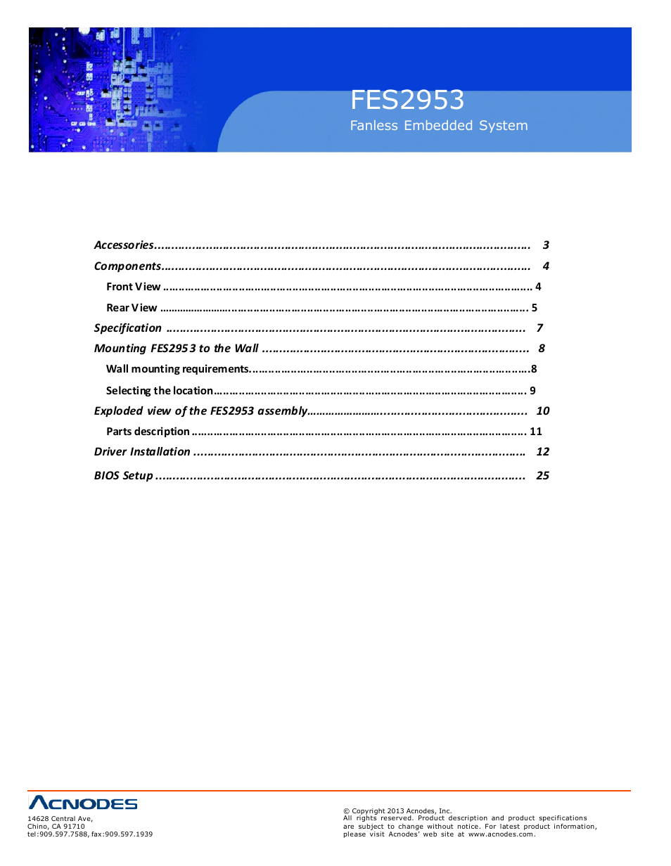 Acnodes FES 2953 User Manual | Page 2 / 47