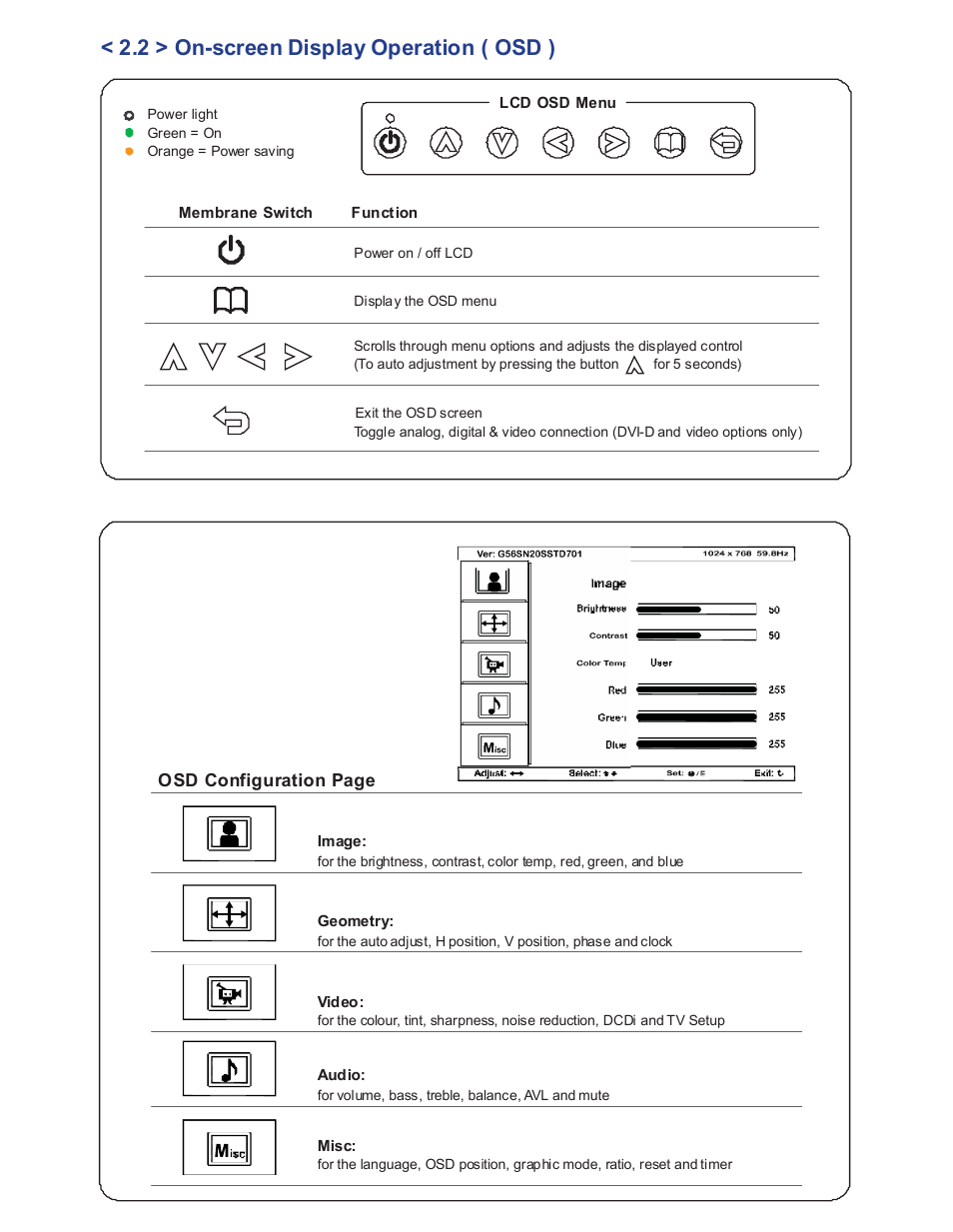 2 > on-screen display operation ( osd ) | Acnodes RPWQ 1190 User Manual | Page 10 / 24