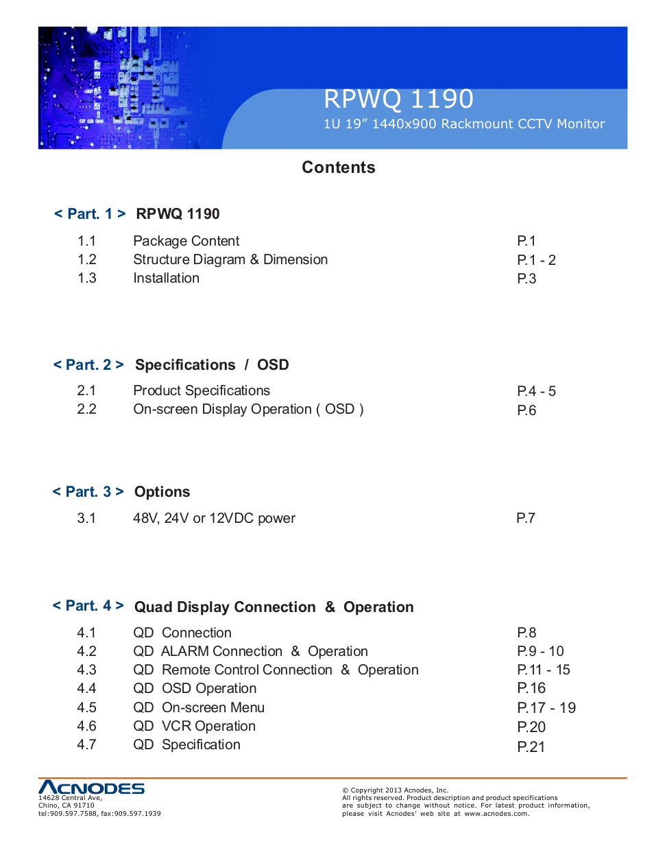 Acnodes RPWQ 1190 User Manual | Page 3 / 24